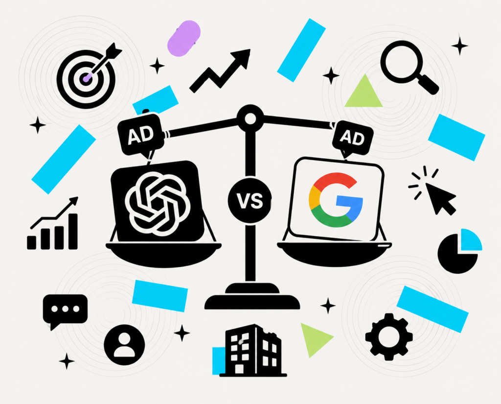 chatgpt ads ou google ads comparação canais marketing digital 2026